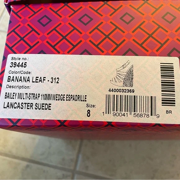 Tory Burch Bailey Multi-Strap Espadrille Wedge 110mm Banana Leaf Suede - Picture 11 of 12